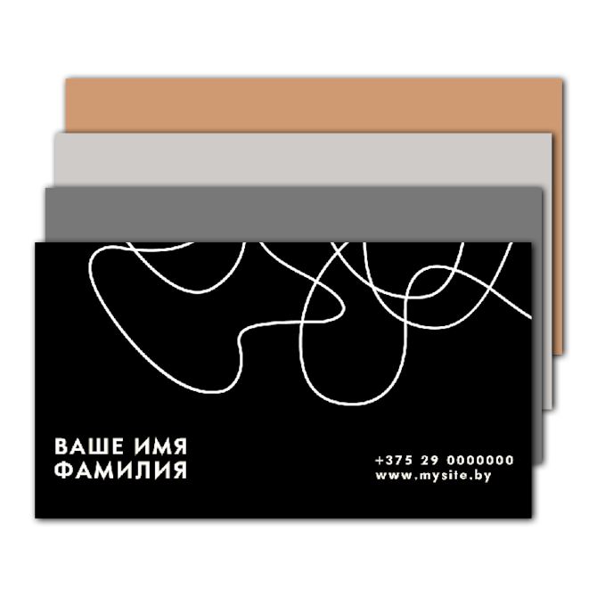 Business cards on dark and black paper Varnish and printing in white Free wave
