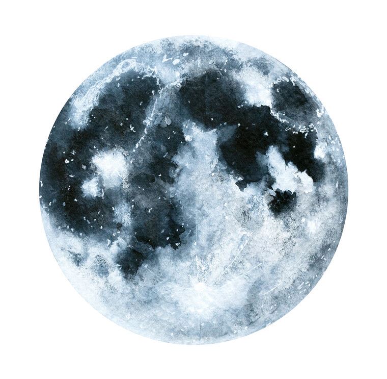 Купить и печать на заказ Картины Луна акварельная иллюстрация