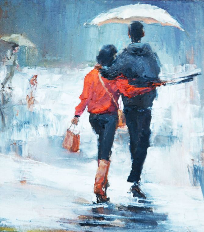 Купить и печать на заказ Картины Романтика под дождем