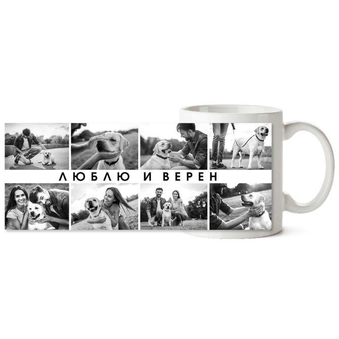 Chameleon mugs Eight black and white photos