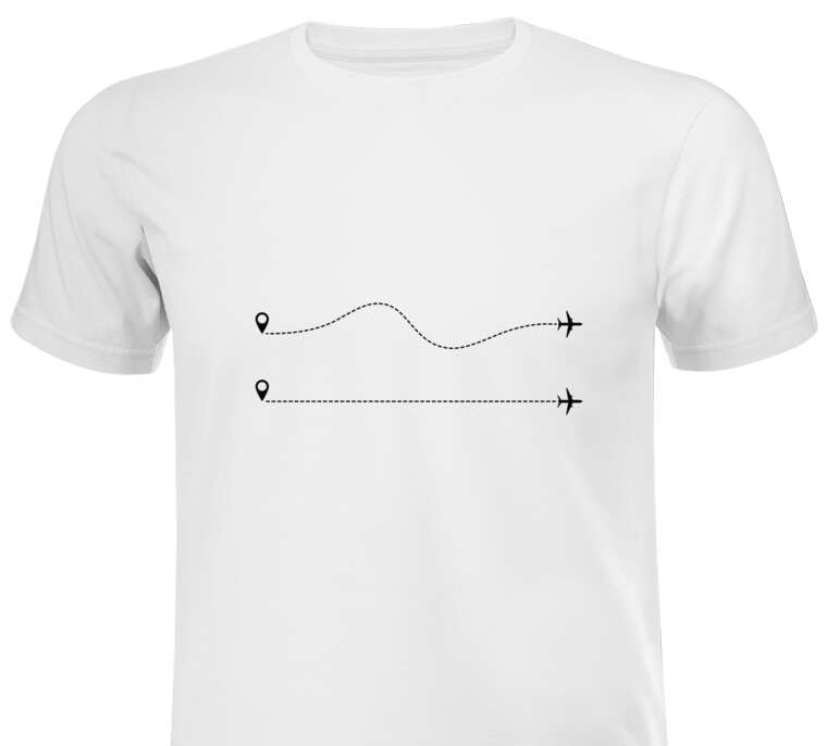 Майки, футболки белые The path of the aircraft with a dotted line