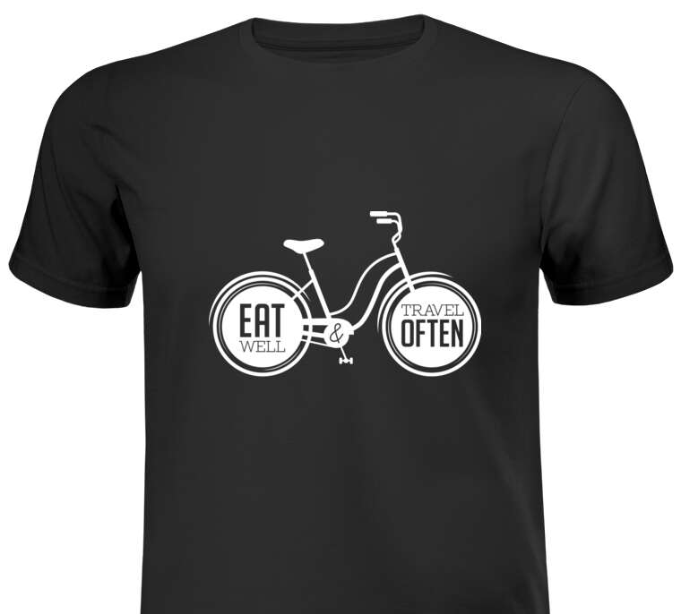 Майки, футболки мужские Bike and the words eat well travel often