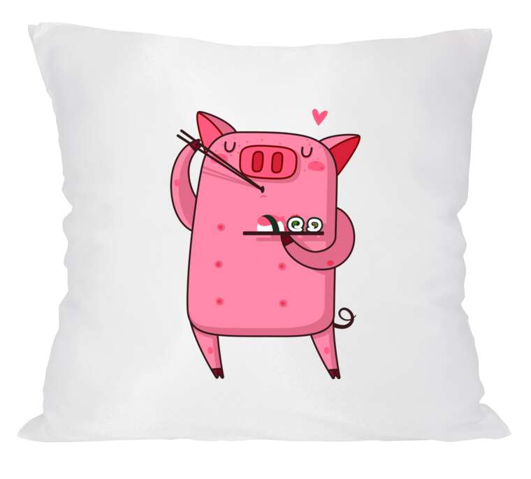 Pillows Pig and sushi