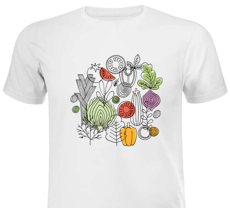 Майки, футболки мужские Vegetables round composition