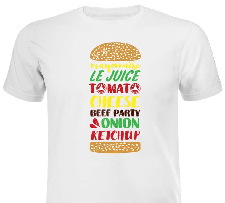 Майки, футболки белые Burger typography