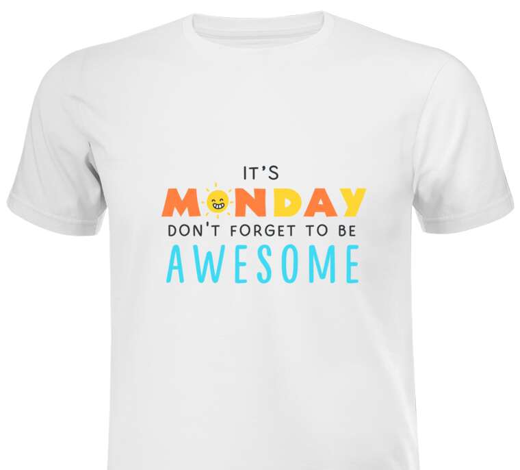 Майки, футболки черные It's Monday don't forget to be awesome