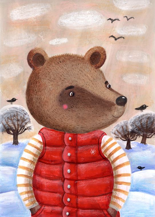 Картины, фото с паспарту Bear in red waistcoat