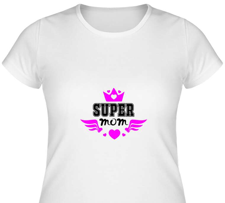 Майки, футболки женские Super mom black and pink