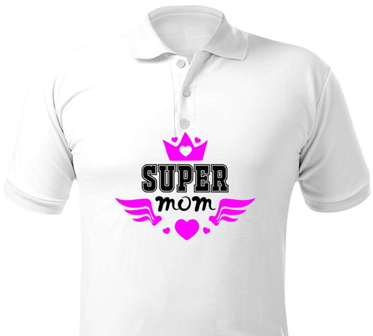 Майки, футболки поло  Super mom black and pink