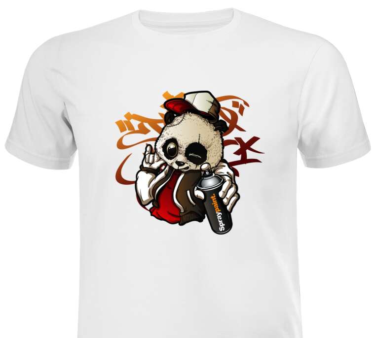 T-shirts, T-shirts Graffiti panda with a can of paint