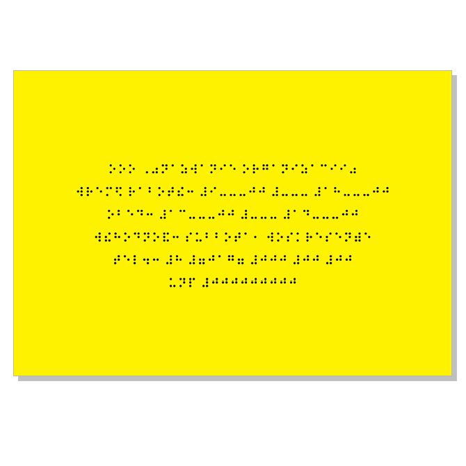 Tactile signs, mnemonic signs with Braille Operating mode Braille text on a yellow background