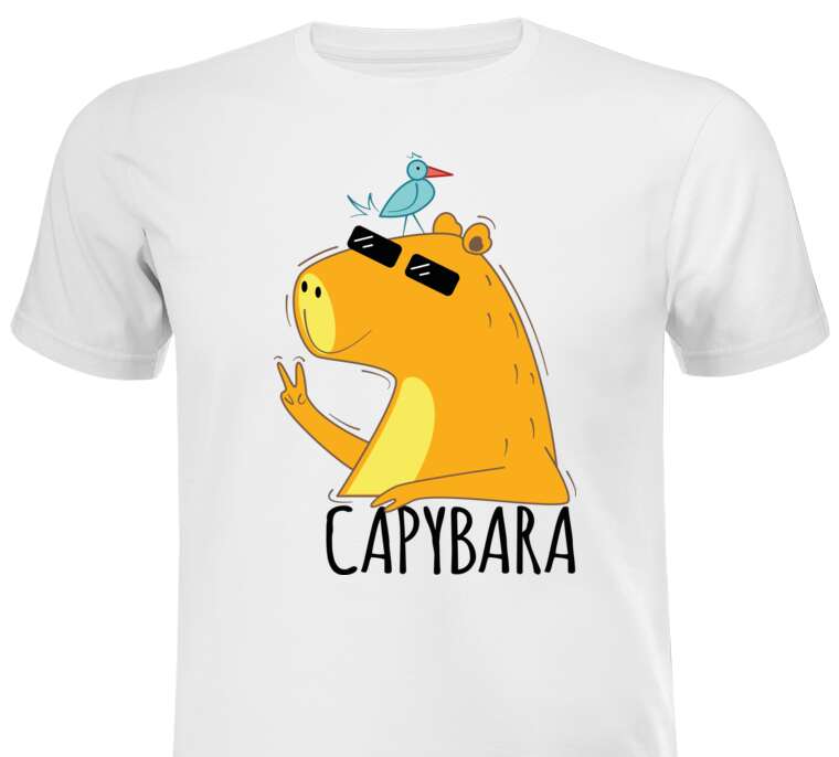 Майки, футболки мужские Cool capybara with glasses