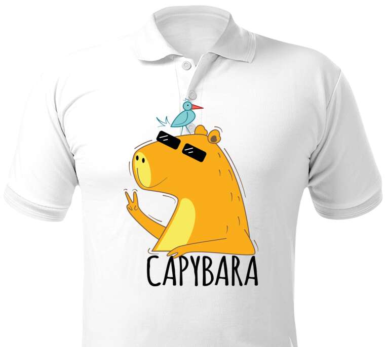 Майки, футболки поло  Cool capybara with glasses