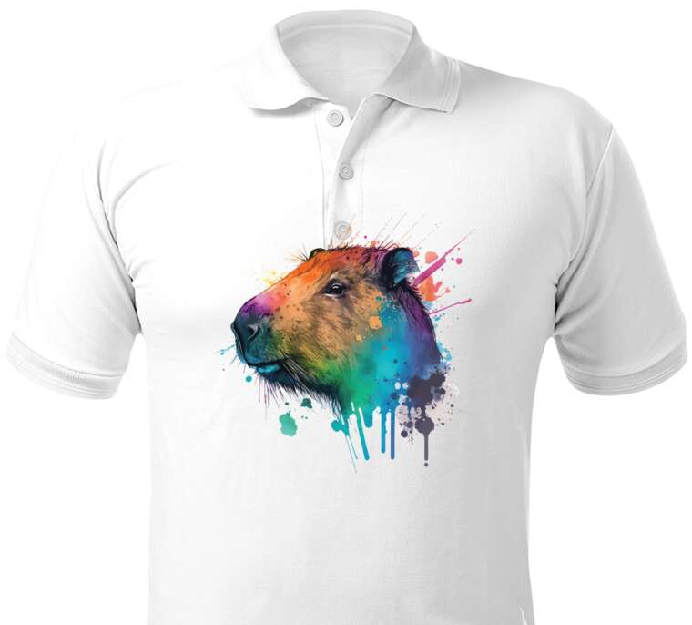 Майки, футболки поло  Multicolored capybara watercolor blots