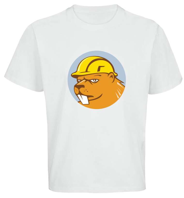 Майки, футболки оверсайз A brutal beaver builder in a yellow helmet