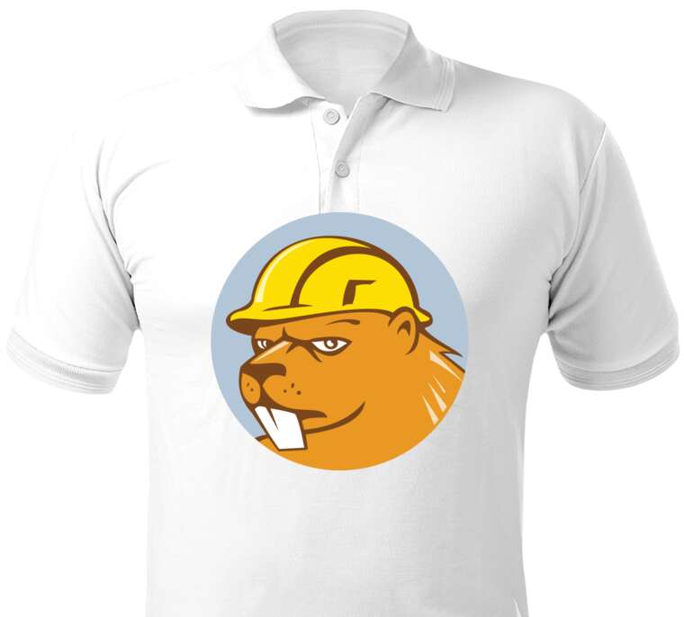 Майки, футболки поло  A brutal beaver builder in a yellow helmet