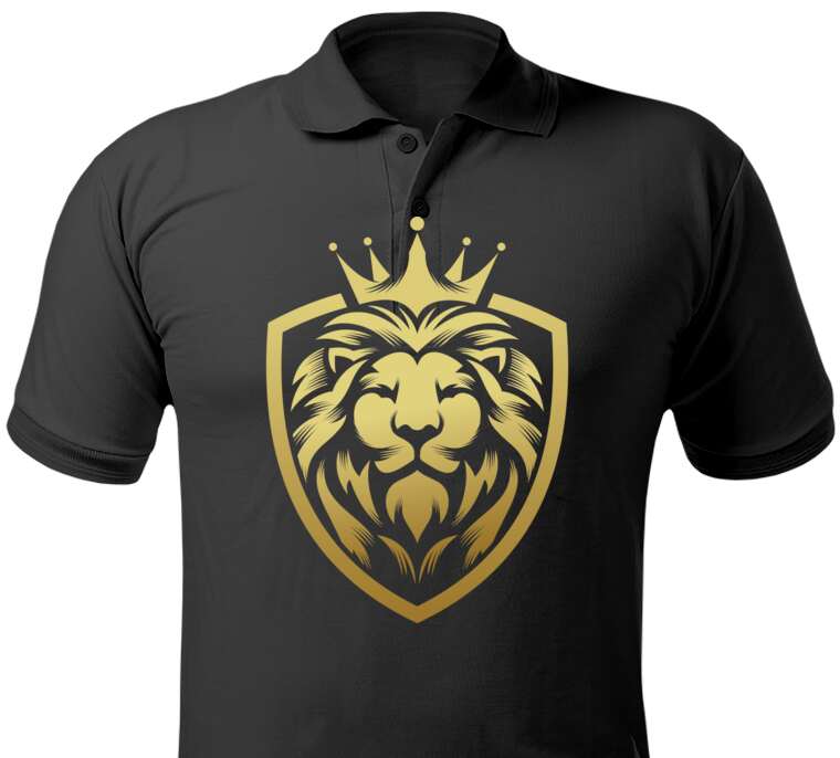 Майки, футболки поло  The golden logo is a lion in a crown in the shape of a shield coat of arms