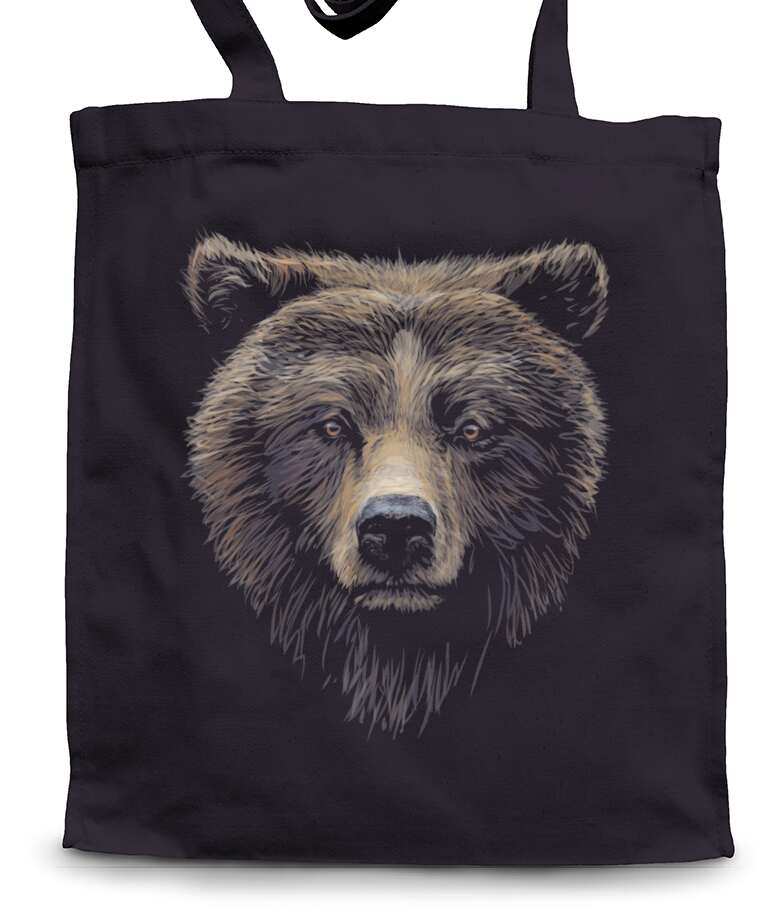 Shopping bags Realistic portrait of a brown bear