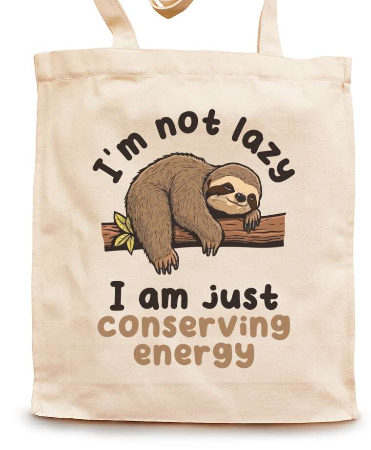 Shopping bags The motivator sloth rests on a tree