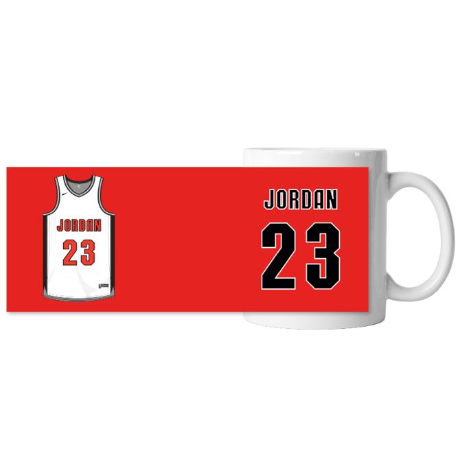 The mugs are black Basketball, jersey Jordan