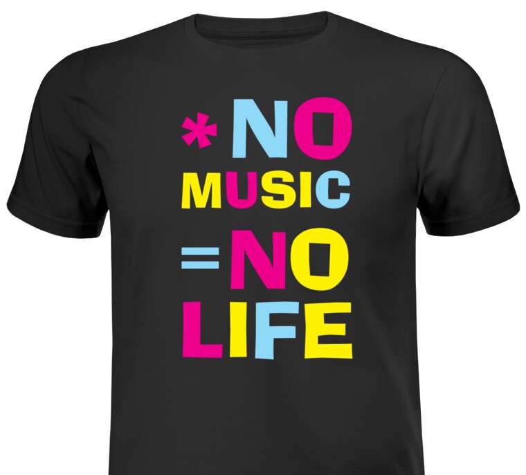 Майки, футболки белые No music - no life