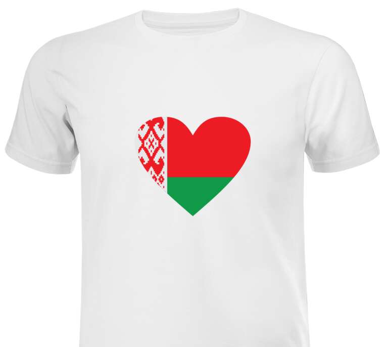 Майки, футболки белые Belarusian heart