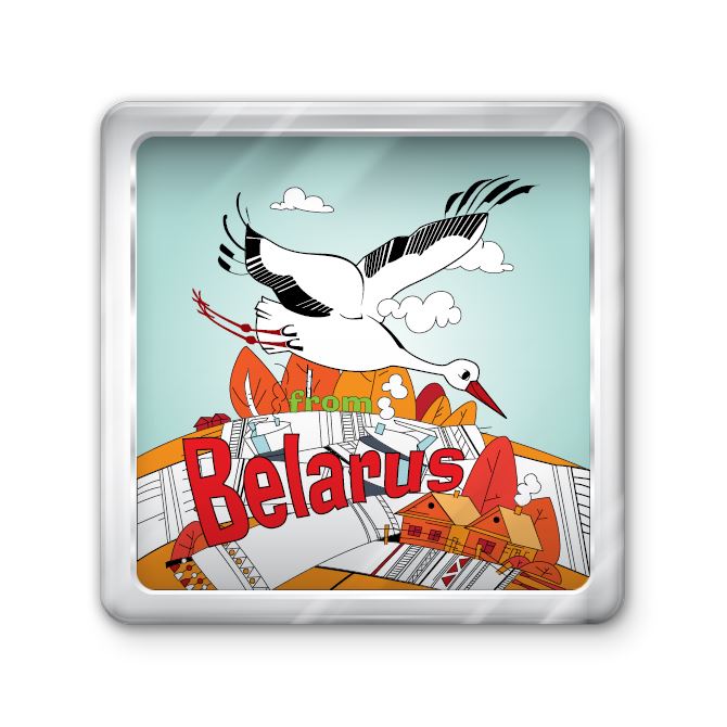 Магниты с фото, логотипом Belarus and white stork.