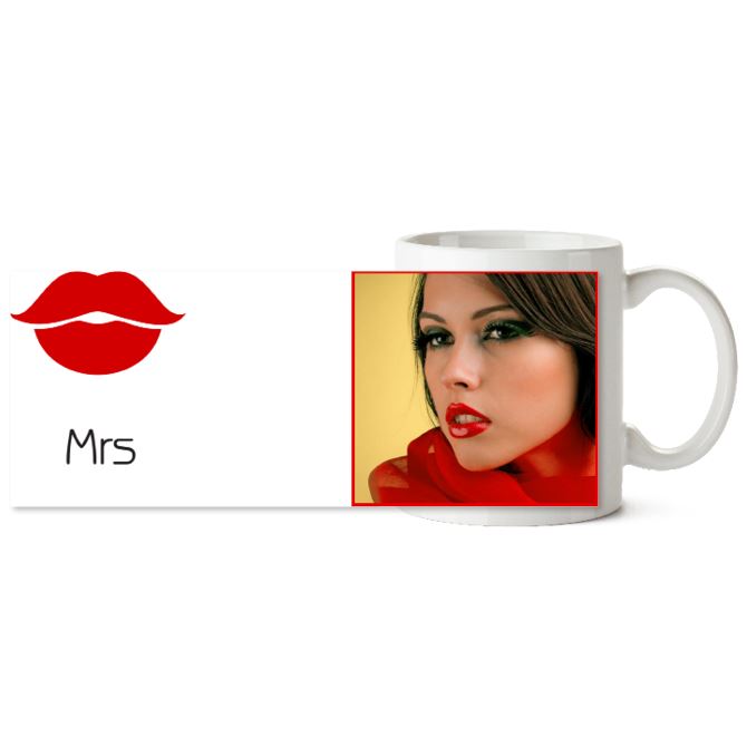 Chameleon mugs With the lips "Mrs."