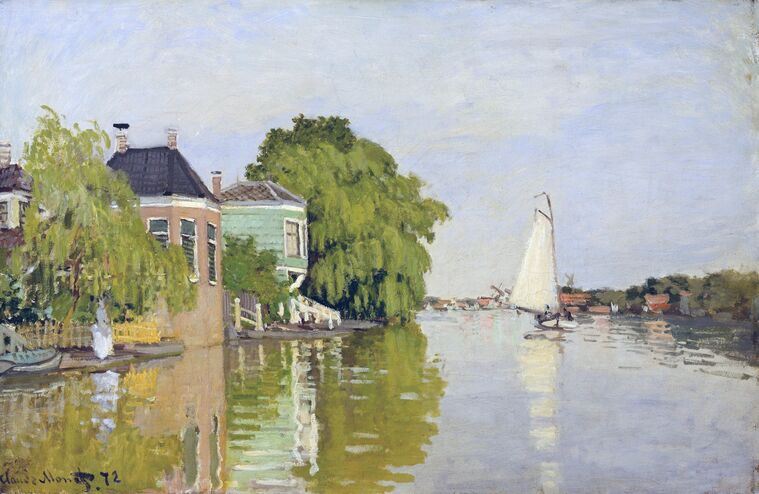 Картины на пластике, пеноркартоне Claude Monet Houses on the Achterzaan