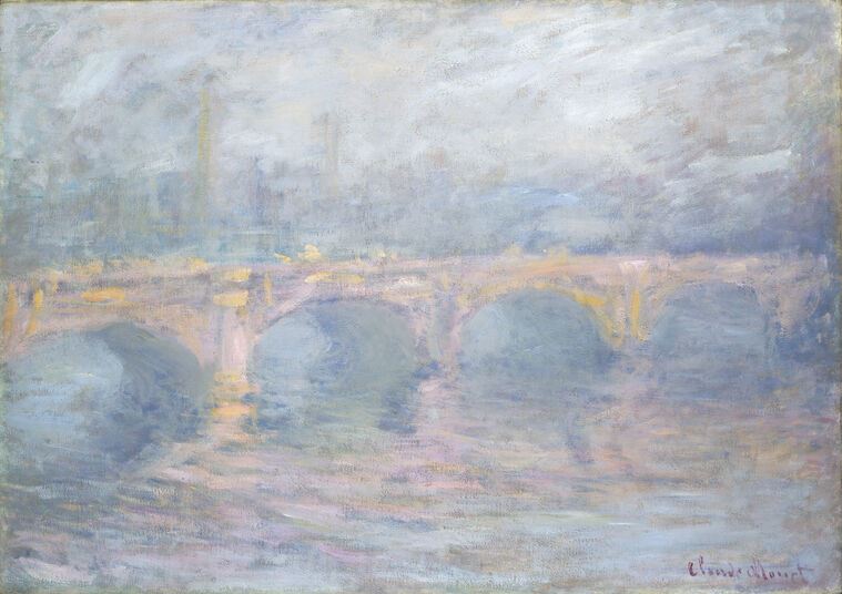 Картины на пластике, пеноркартоне Claude Monet Waterloo Bridge at Sunset, Pink Effect