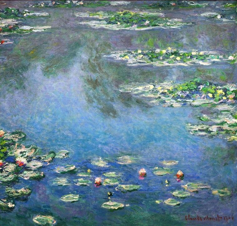 Картины, фото с паспарту Claude Monet Water Lilies