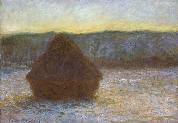 Картины на пластике, пеноркартоне Claude Monet Grainstack, Thaw, Sunset