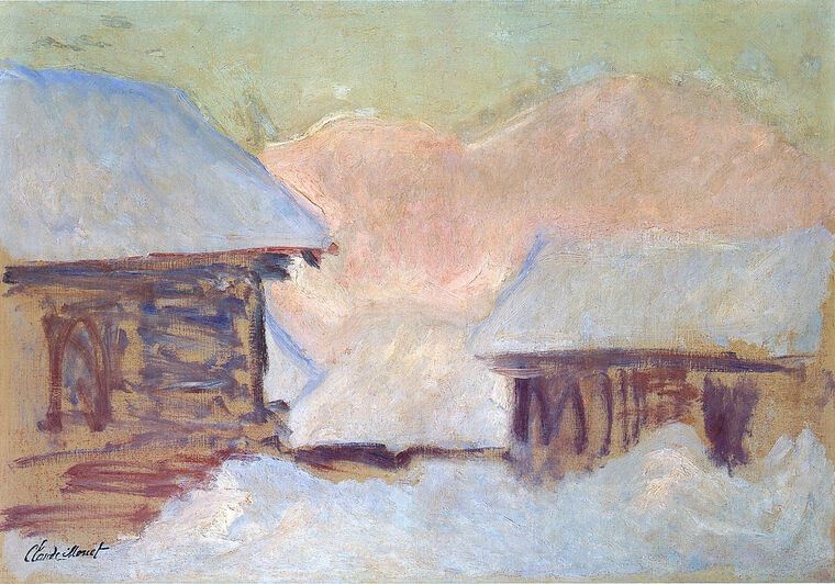 Картины на пластике, пеноркартоне Claude Monet Norway, Houses under the Snow