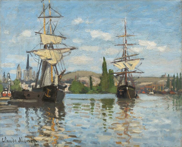 Картины на пластике, пеноркартоне Claude Monet Ships Sailing on the Seine at Rouen