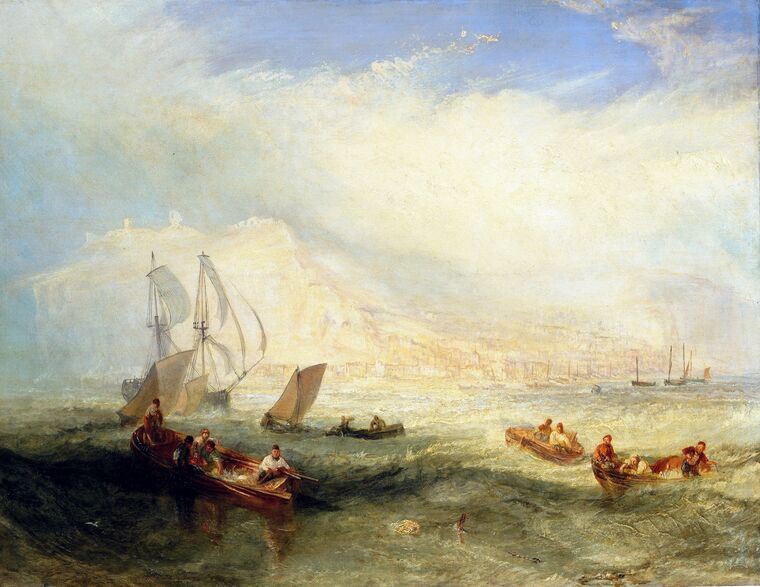 Картины на пластике, пеноркартоне William Turner-Line Fishing Off Hastings