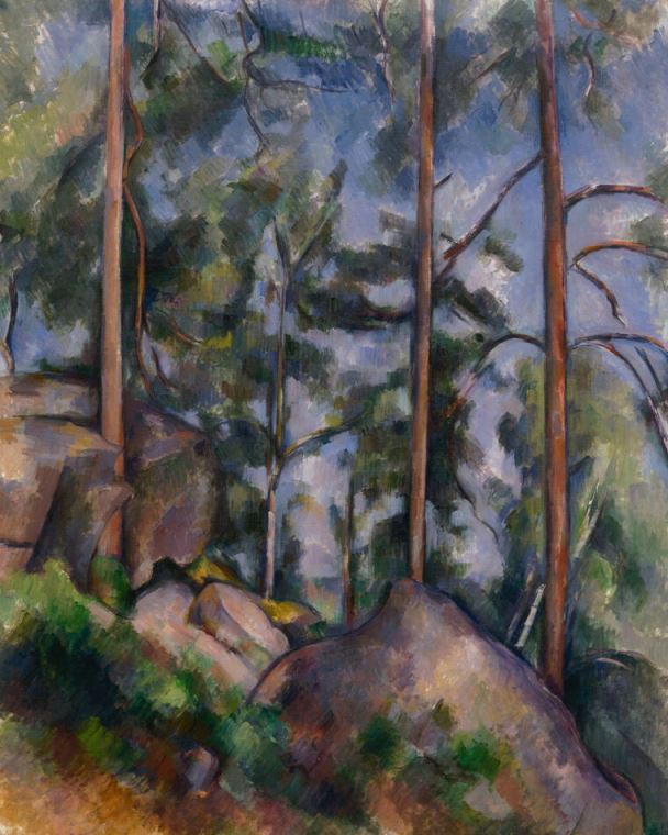 Картины на пластике, пеноркартоне Paul Cezanne Pines and Rocks at Fontainebleau Forest