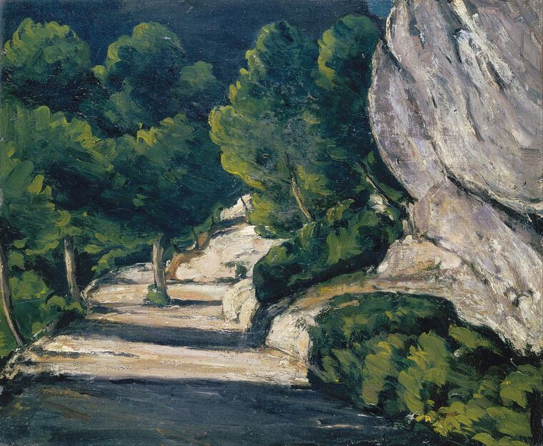 Картины на пластике, пеноркартоне Paul Cezanne Landscape, Road with Trees in Rocky Mountains