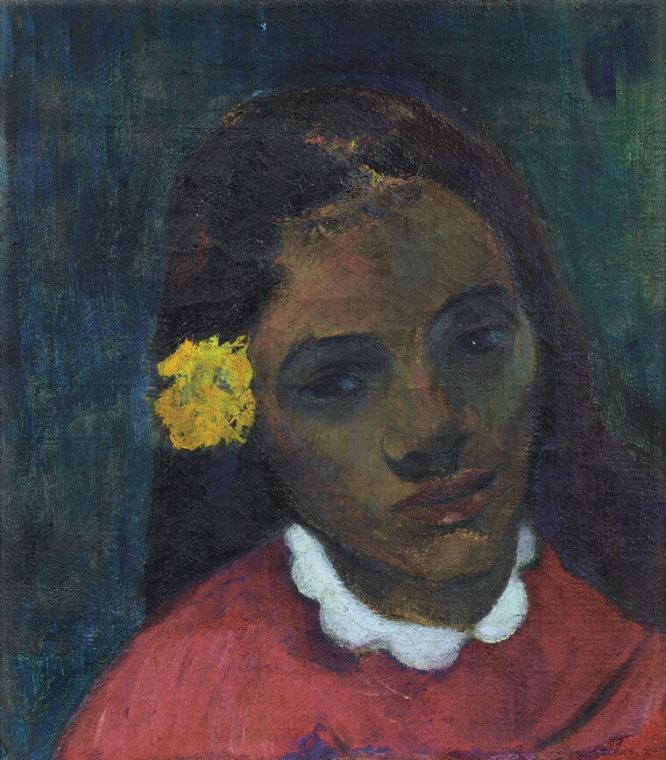 Купить и печать на заказ Картины в рамке, багете Поль Гоген Head of Tahitian Woman with a Flower in Hair