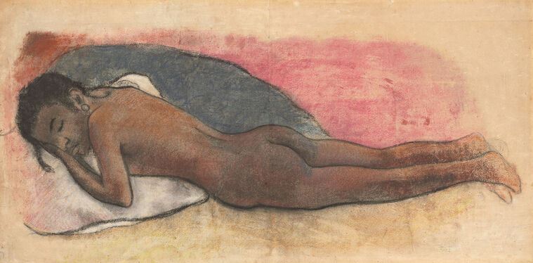 Картины, фото с паспарту Paul Gauguin Reclining Nude