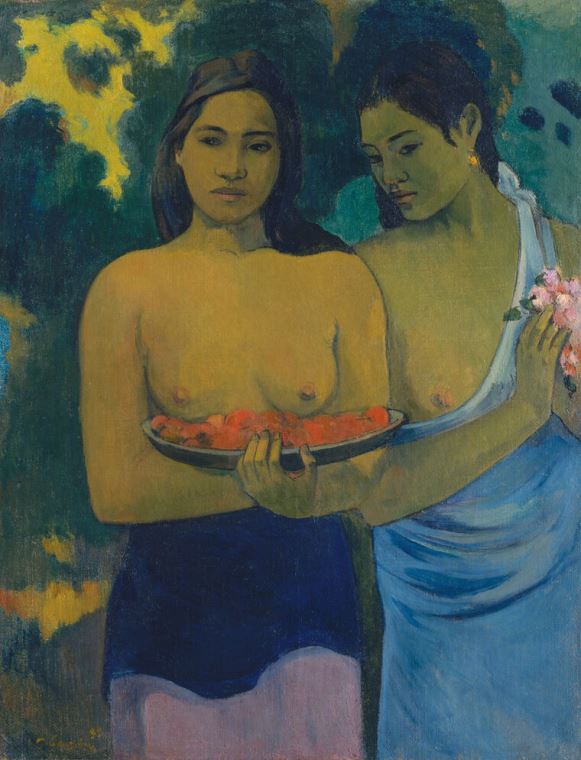 Картины, фото с паспарту Paul Gauguin Two Tahitian Women