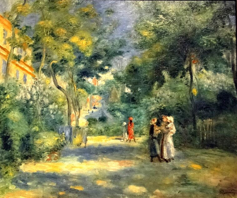 Купить и печать на заказ Репродукции картин Пьер Огюст Ренуар Figures in a Garden of Montmartre