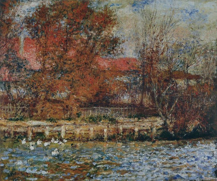 Картины, фото с паспарту Pierre Auguste Renoir The Duck Pond