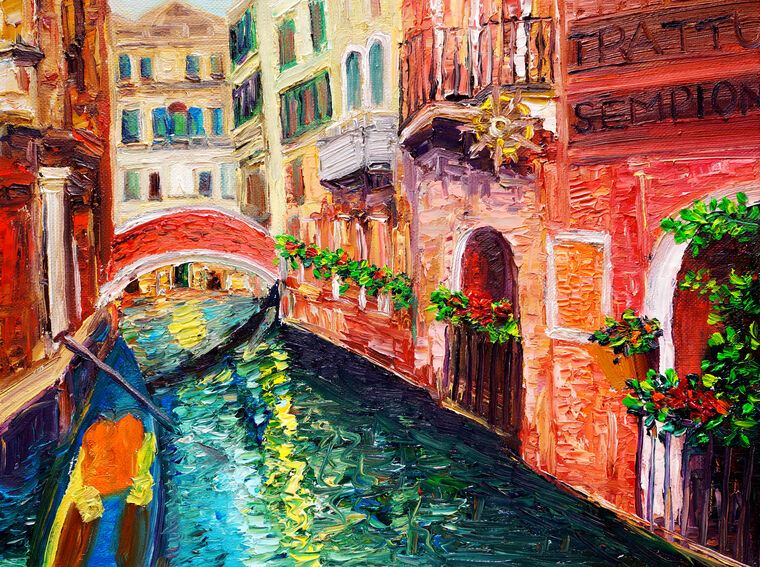 Reproduction paintings Canal and bridge in Venice