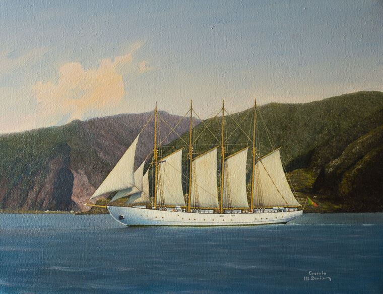 Paintings A sailboat near the island