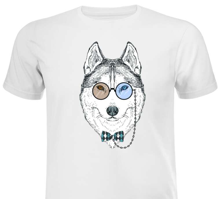 Майки, футболки белые The wolf in his glasses