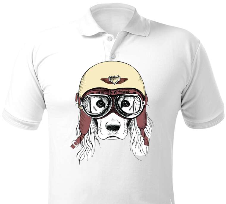 Майки, футболки поло  Dog in a helmet