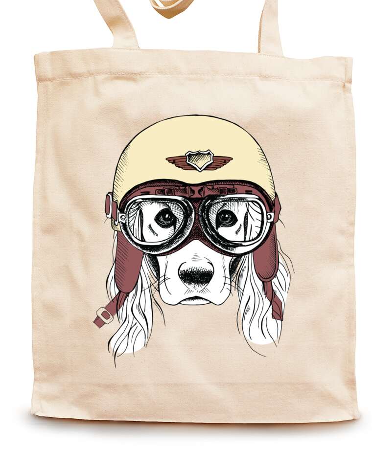 Shopping bags Dog in a helmet