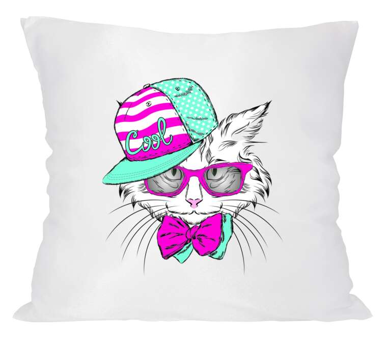 Подушки Cat in pink glasses