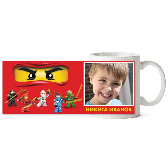 The mugs are black LEGO Ninja red.