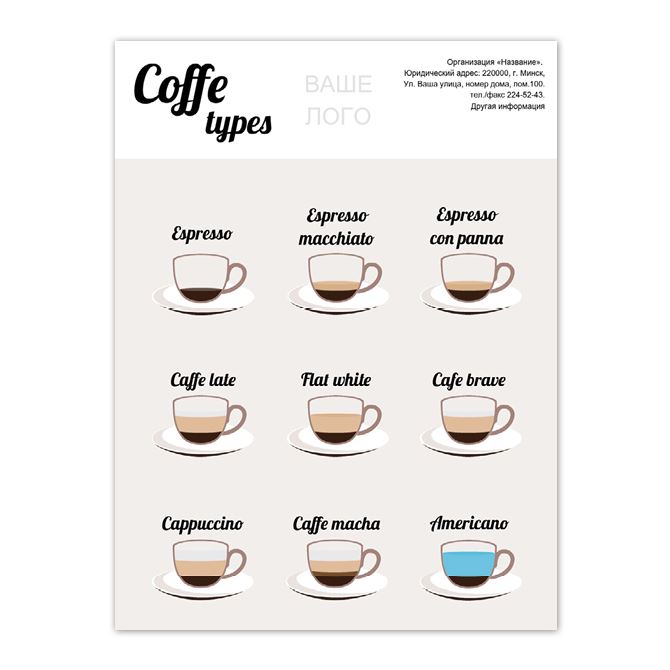 School and educational projects Types of coffee